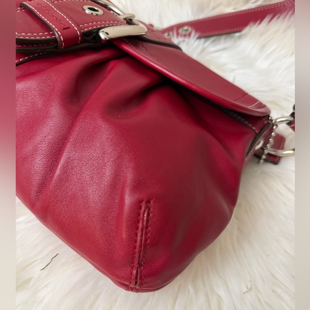 Coach Cherry Red Leather Shoulder Bag #F15204 - Picture 8 of 15